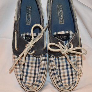 Sperry Top Siders Blue Tan Plaid  Women's Size 7.5